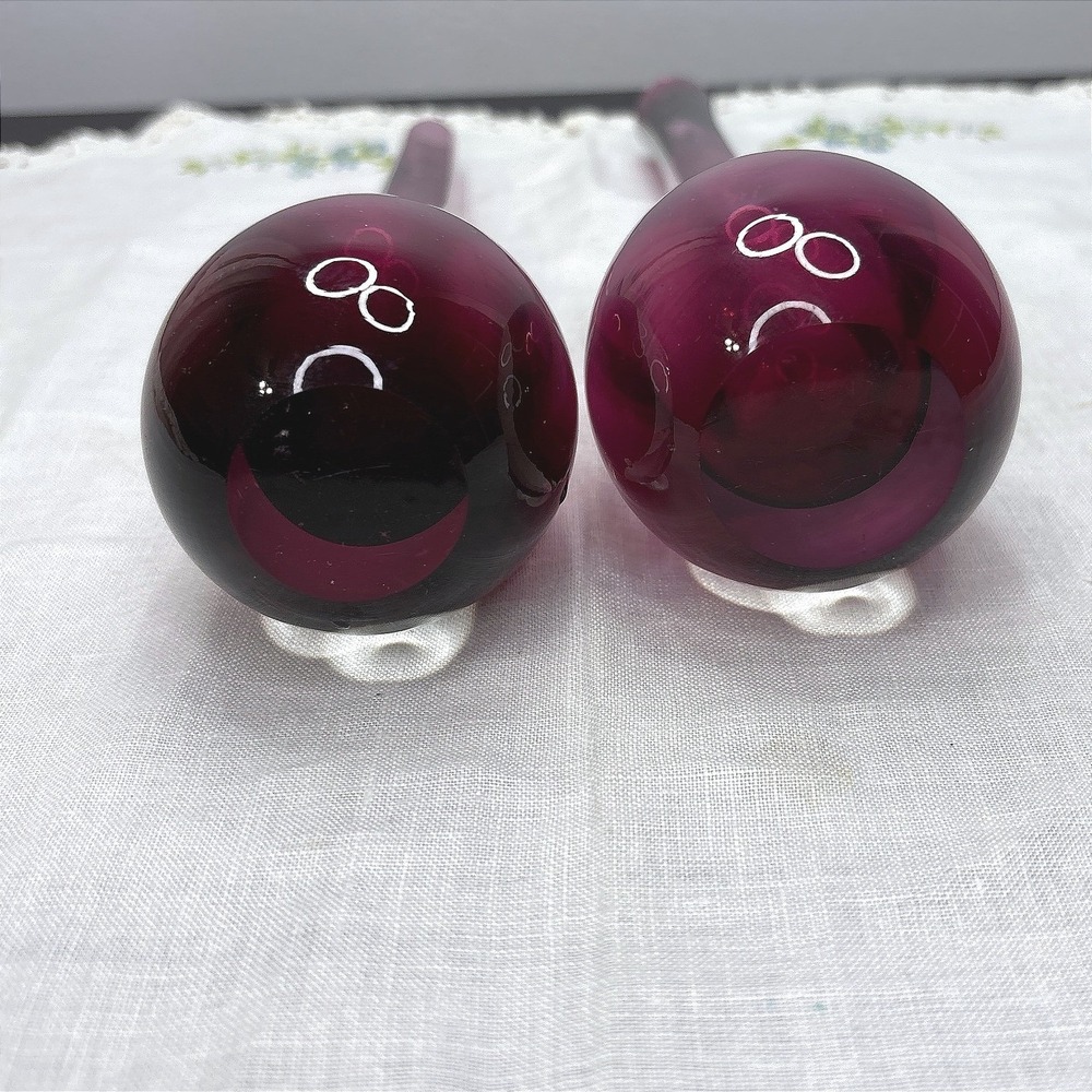 Vintage Sommerso/Murano style Elongated Teardrop Amethyst Bud Vases Set of 2 - Picture 2 of 4